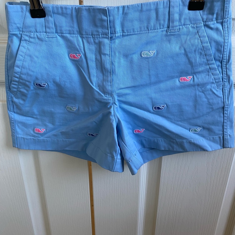 Vineyard Vines Girls Blue Embroidered Shorts